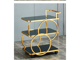 LOUYK European Style Trolley Hotel Drinks and Food Trucks Bedroom Idle Tea Cart Home Dining Side Wine Rack (Color : A, Size : 64 * 84cm)
