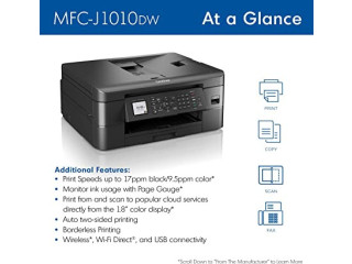 Brother MFC-J1010DW Wireless Color Inkjet All-in-One Printer with Mobile Device and Duplex Printing, Refresh Subscription and Amazon Dash