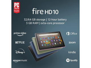 Amazon Fire HD 10 tablet, 10.1", 1080p Full HD, 64 GB, latest model (2021 release), Denim, without lockscreen ads