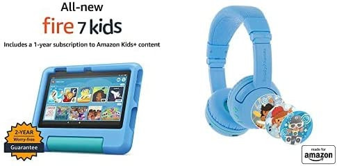 fire-7-kids-tablet-bundle-includes-fire-7-kids-tablet-blue-made-for-amazon-playtime-volume-limiting-bluetooth-kids-headphones-age-3-7-blue-big-1