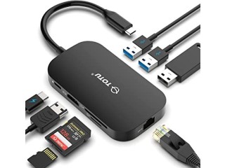 USB C Hub, 9-in-1 Type C Hub with 4K USB C to HDMI, Ethernet Port, USB-C Power Delivery (PD) Port, 2 USB 3.0 Ports, USB 2.0 Port,