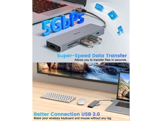 USB C Hub, Tiergrade 9 in 1 USB C Adapter with 4K HDMI, 100W PD, 3 USB-A and USB-C 3.0 Data Port