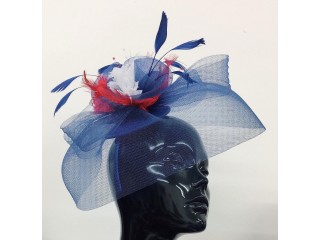 Caprilite Blue Red White Union Jack Fascinator Hat Headband Alice Band Royal Wedding Party Ascot Derby Races
