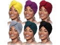 6-pieces-women-african-turban-flower-knot-pre-tied-bonnet-beanie-cap-headwrap-yellow-green-purple-black-gray-wine-red-small-1