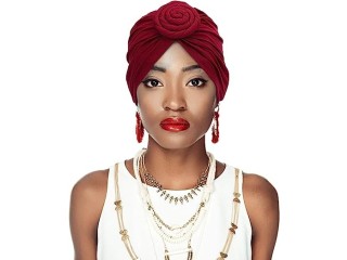 6 Pieces Women African Turban Flower Knot Pre-Tied Bonnet Beanie Cap Headwrap (Yellow, Green, Purple, Black, Gray, Wine Red)