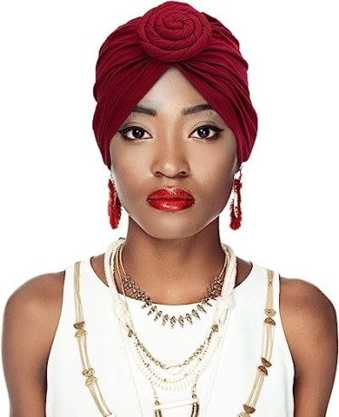 6-pieces-women-african-turban-flower-knot-pre-tied-bonnet-beanie-cap-headwrap-yellow-green-purple-black-gray-wine-red-big-0