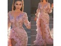 womens-evening-dress-pink-sexy-deep-v-neck-bodycon-mesh-slit-sequin-party-prom-formal-gown-small-1