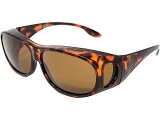 Opticaid Over glasses Fit over sunglasses Polarised Anti glare UV400 Wrap Around Mens Womens Tortoise brown lens Category 3 Remaldi