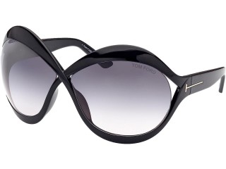 Tom Ford CARINE-02 FT 0902 Shiny Black/Grey Shaded 71/11/110 women Sunglasses