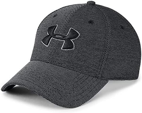 under-armour-heathered-blitzing-30-mens-stretch-fit-baseball-cap-hat-black-big-0