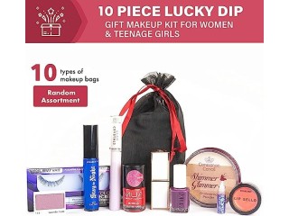 Makeup Set Glamza 10 Piece Lucky Dip Gift Makeup Kit for Women & Teenage Girls - Includes 10 Makeup Items In Black Organza Beauty Bag