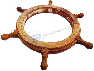Nautical Wooden Ship Wheel Photo Frame | Natural Wood Finish | Pirate's Home Decor Gift | Nagina International (60 Inches)
