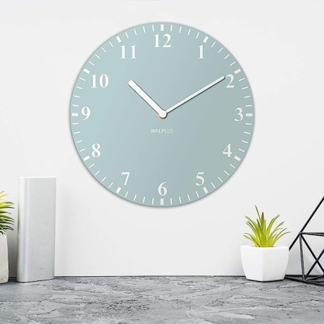 duck-egg-blue-mdf-wall-clock-30cm-analog-face-lightweight-decoration-big-0