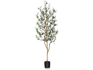 Kazeila Artificial Olive Tree 150cm Large Artificial Plant Indoor with Fruits Fake Silk Olive Plant in Pot for Home Decoration(1Pack)