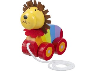 Lion Pull Along Toy - Animal Push and Pull Along Toys for 1 Year Olds, Toddler