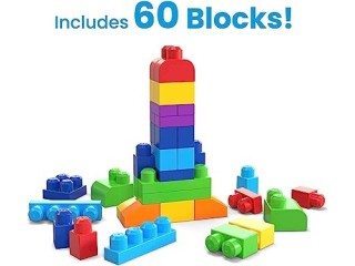 MEGA BLOKS Big Building Bag building set with 60 big and colorful building blocks, and 1 storage bag, toy gift set for ages 1 and up