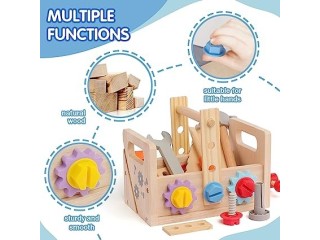 BALOBOO Montessori Toys for 1 Year Old Kids Tool Bench STEM Toys Age 3 Wooden Tool Box
