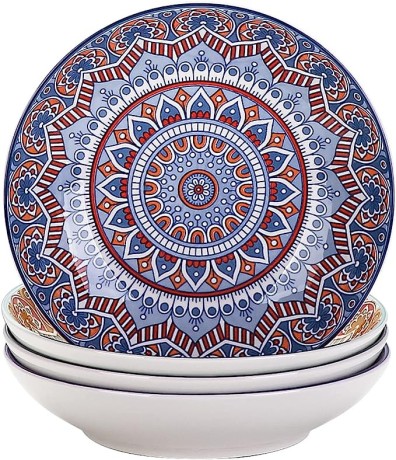 vancasso-mandala-patterned-4-piece-soup-plates-8-inch-multi-colored-crockery-bohemian-style-porcelain-tableware-big-1