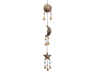 Mie Creations Sun Moon Star Face Wall Hanging Décor Chime Bells