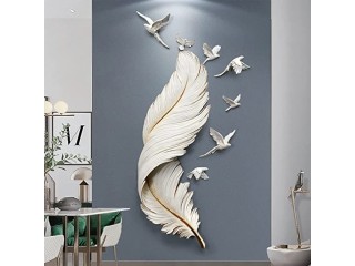 OMOONS Distressed Metal Feather Wall Decor