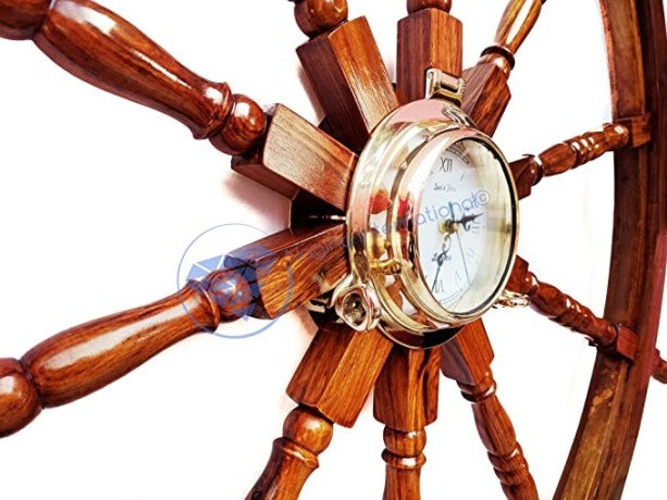 nagina-international-nautical-porthole-clock-ship-wheel-maritime-antique-wall-decor-60-inches-big-2