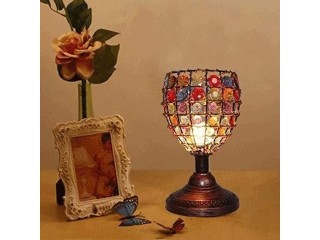 XYZMDJ Stained Glass Table Lamp, Reading Table By the Lamp, Antique Art Base for Living Room and Bedroom Decoration