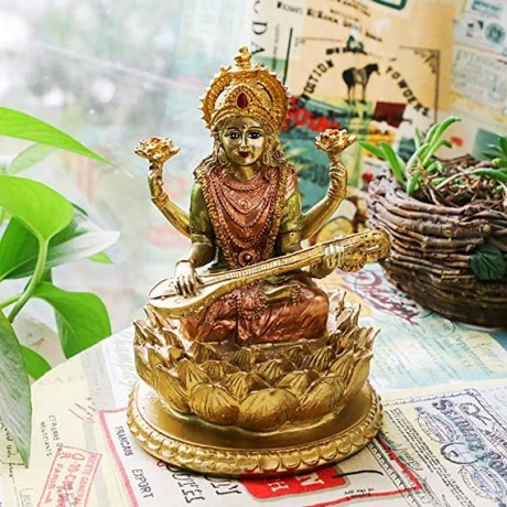 alikiki-63-h-sarswati-sitting-on-lotus-figurines-in-antique-gold-big-1