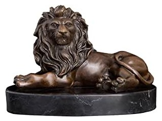 NO-LOGO Lxdbj Bronze Sculpture Lying Lion Statue Figurine Antique Wildlife Metal Art for Home Decoration