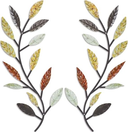 2-pieces-metal-tree-leaf-wall-decor-vine-olive-branch-leaf-wall-art-wrought-iron-scroll-big-0