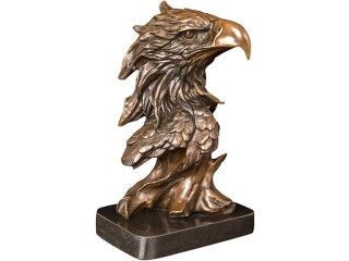 YFQHDD Bronze Eagle Head Sculpture Hawk Bust Statue Wildlife Animal Bird Copper Figurine for Home Decoration Accessories