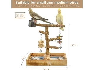 LIMIO Natural Wood Bird Toys Playground, Bird Cage Accessories
