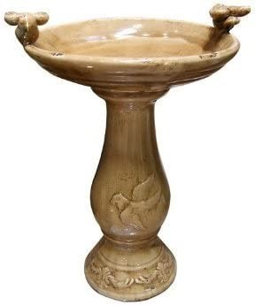 alpine-corporation-61-cm-tall-outdoor-antique-ceramic-birdbath-with-bird-figurines-yard-statue-light-brown-big-0