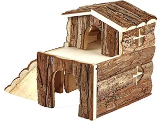 Pet Ting Natural Dwarf Rabbit & Rat House Home Wooden Bed Den Hideout Chinchilla Degu