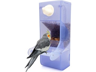 Hamiledyi Parrot Automatic Feeder No Mess Bird Feeder for Cage Parakeet Seed