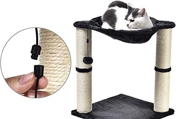 amazon-basics-cat-condo-tree-tower-with-hammock-bed-and-scratching-post-16-x-20-x-16-inches-grey-big-0