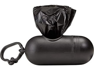 Amazon Basics Dog Poop Bags with Dispenser and Leash Clip, Unscented - 300-Pack, 33 x 23cm, Black