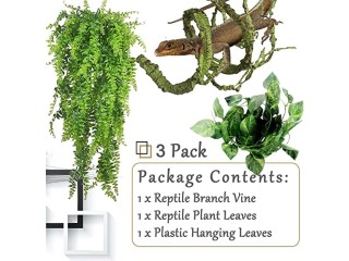 Hamiledyi Reptile Plants Bendable Jungle Climbing Vine Terrarium Branch Flexible Plastic Leaves