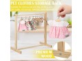 estune-pet-garment-rack-wooden-dog-dress-up-storage-with-12-wood-dog-clothes-hanger-small-2