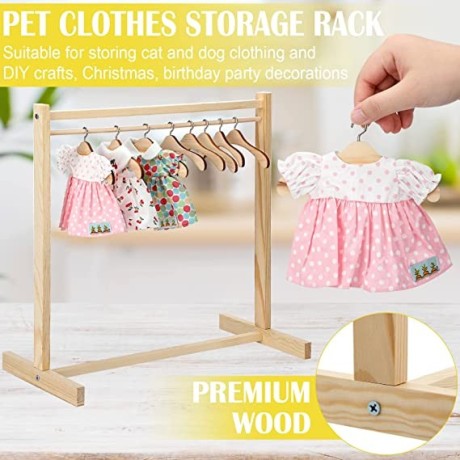 estune-pet-garment-rack-wooden-dog-dress-up-storage-with-12-wood-dog-clothes-hanger-big-2