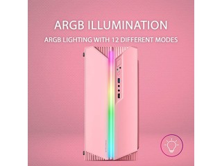 Mars Gaming MC-S1 Pink, Compact Micro-ATX Gaming PC Case, ARGB Lighting 12 Modes, FRGB Fan, Full Side Window