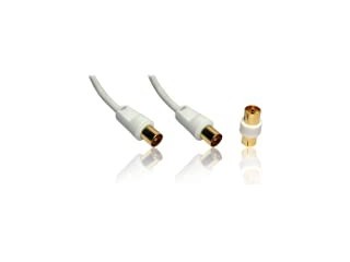 CDL Micro Gold TV Coax Aerial Cable ~ Lead ~ Wire (M-M) with Female to Female Adapter (F-F) 10m 33 ft