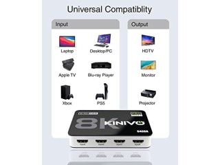 Kinivo 8K HDMI Switch with Remote 4 in 1 Out