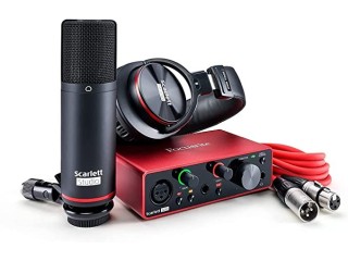 Focusrite Scarlett 2i2 Studio 3rd Gen USB Audio Interface Bundle for the Songwriter with Condenser Microphone and Headphones for Recording