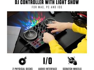 Numark Party Mix - DJ Controller with Party Lights, DJ Set with 2 Decks