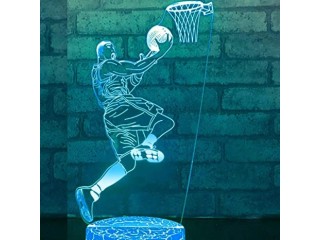 3D Basketball Lamp with Optical Illusion LED Night Light 7 Colors Touch Screen Bedside Lamp Bedside Lamp Nursery Art Decor Night Light with USB Cable
