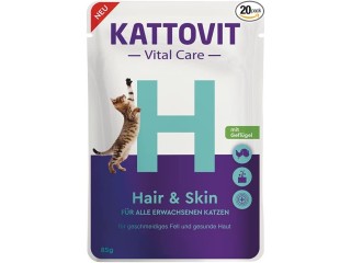 Kattovit Vital Care / Anti Hairball, Digestive, Hair & Skin, Indoor, Sterilised, 20 x 85 g (Hair & Skin)