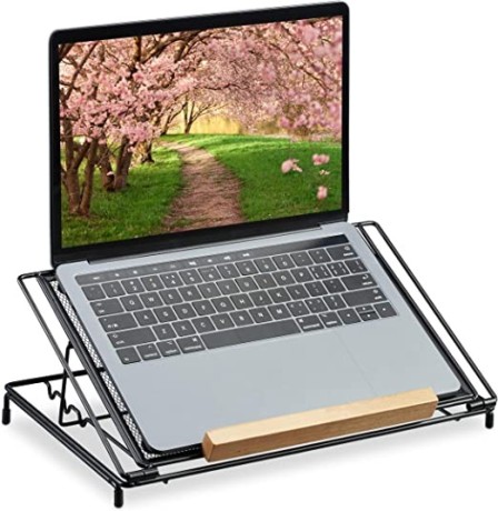 relaxdays-metal-mesh-laptop-stand-13-inchventilation-notebook-holder-adjustable-height-steel-wood-black-steel-pack-of-1-big-0