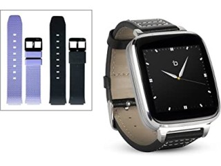 Beantech Silver Engage Smartwatch for iOS and Android, with Leather Strap and 2 Extra Straps