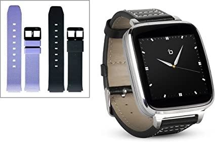 beantech-silver-engage-smartwatch-for-ios-and-android-with-leather-strap-and-2-extra-straps-big-0