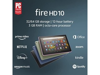 Fire HD 10 tablet, 10.1", 1080p Full HD, 64 GB, latest model (2021 release), Denim, without lockscreen ads